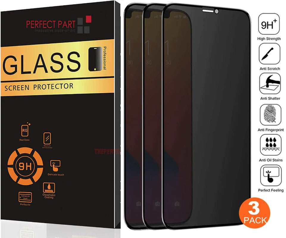 3-Pack Tempered Glass Privacy Screen Protector for iPhone 15/14/13/12/11 Pro Max