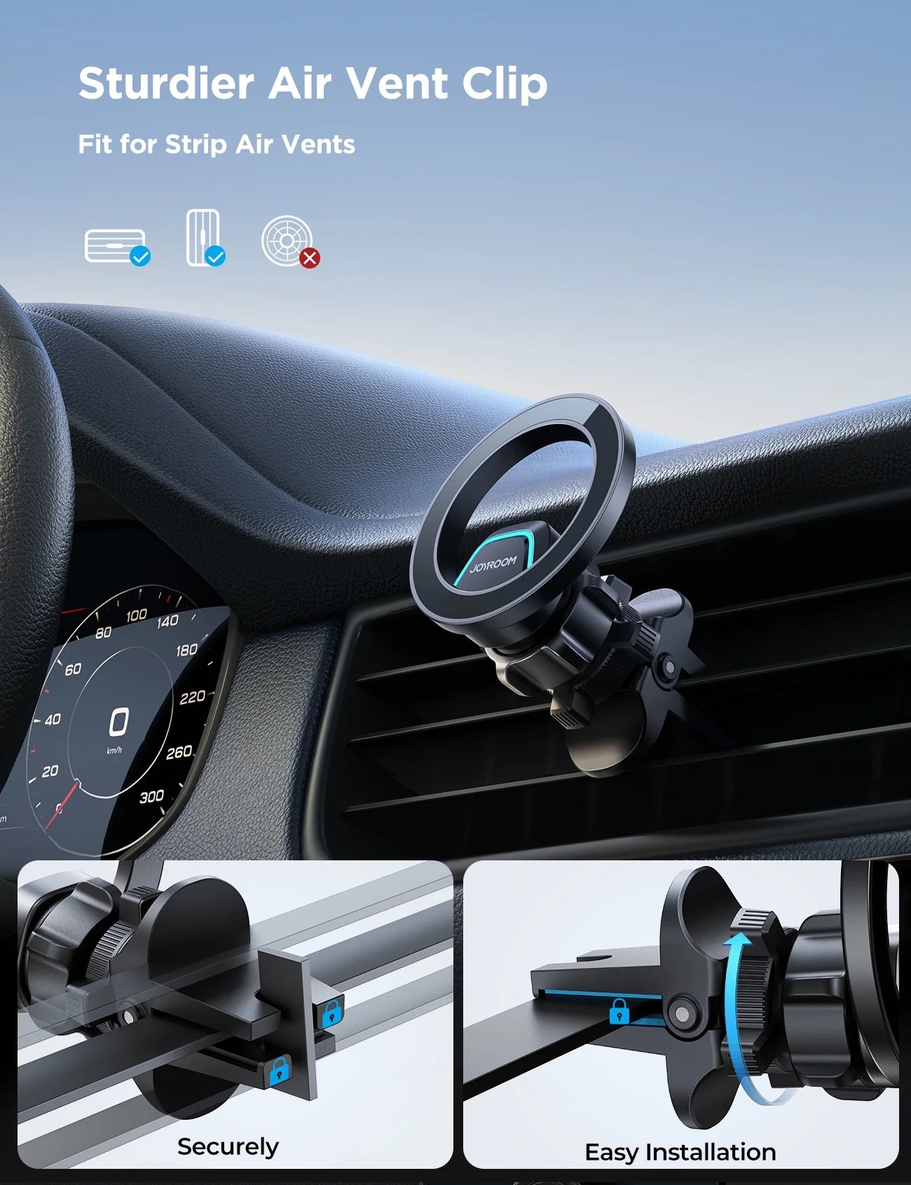 Magnetic Car Phone Mount – Magsafe Compatible for iPhone 16/15/14/13/12 Pro Max