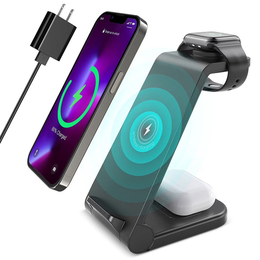 23W Fast Wireless Charger – 3-in-1 Stand for iPhone, AirPods & Watch