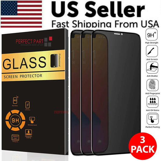 3-Pack Tempered Glass Privacy Screen Protector for iPhone 15/14/13/12/11 Pro Max