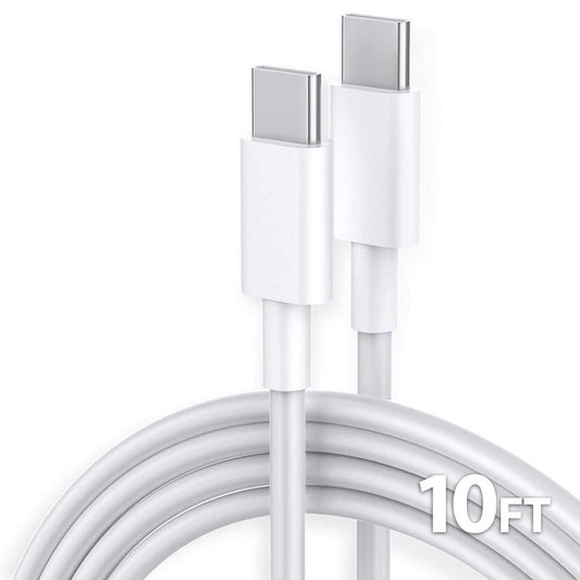 10Ft USB-C PD Fast Charger Cable – Universal for iPhone 16/15 & Samsung Galaxy – White
